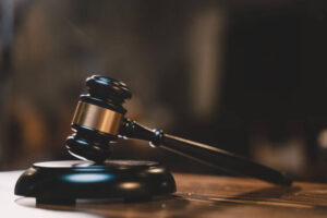 Judge’s gavel on a table.