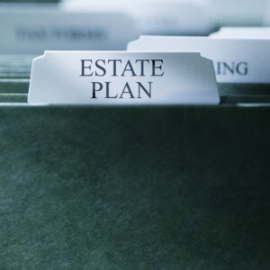 Estate plan file tab in legal folder drawer