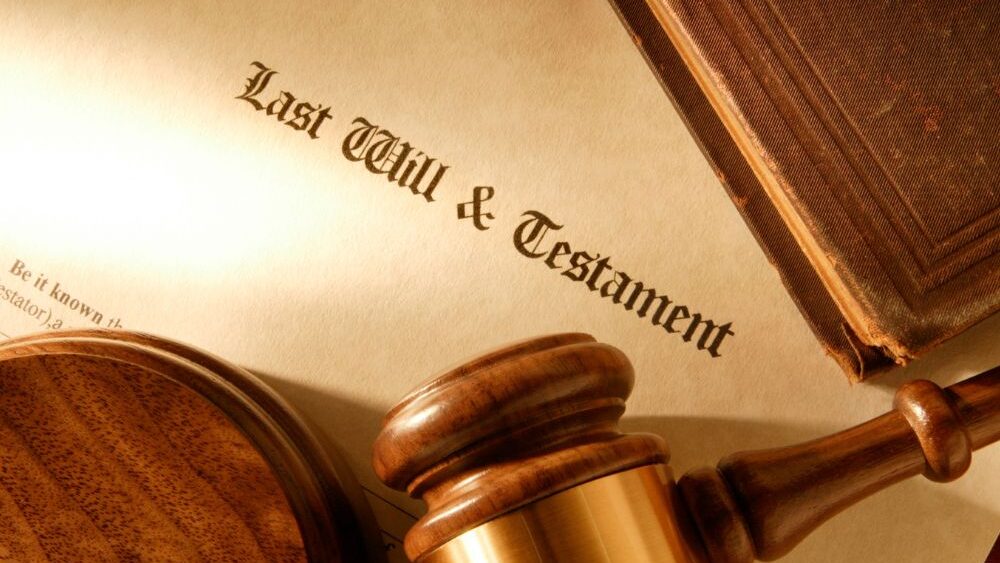 Gavel and legal documents with last will and testament
